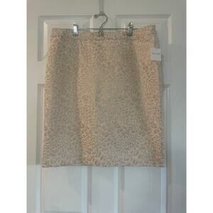 New With Tags Kate Hill Pencil Skirt Cream & Gold Metallic Print size 14.